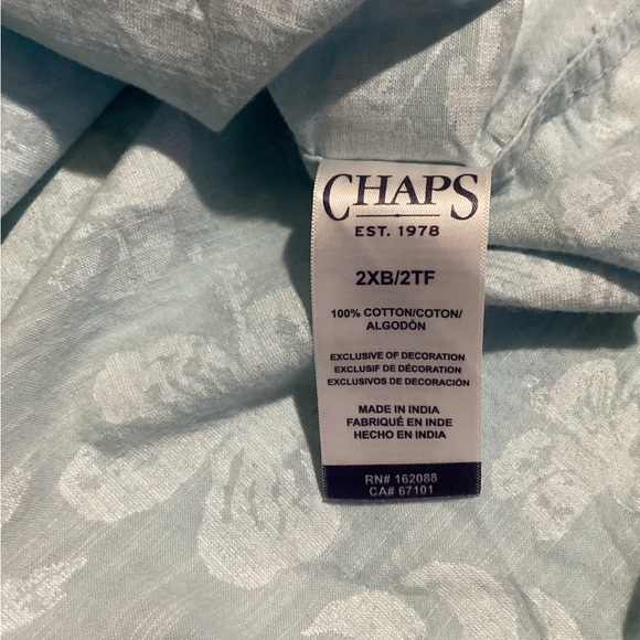 Chaps coastland wash Chambray men’s button down 2XB Shirt 100% Cotton - Picture 8 of 8